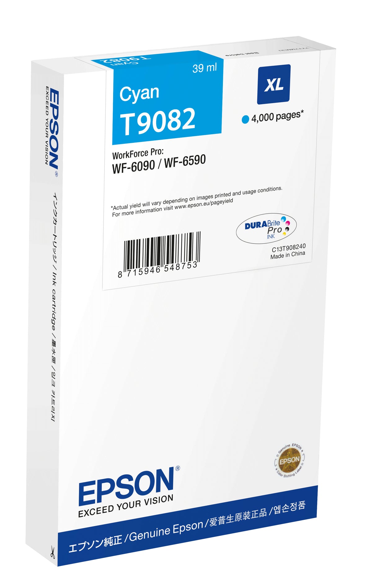 EPSON INK CARTRIDGE BLUE XL T9082 WF-6090/6590