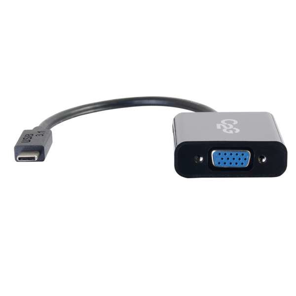 Adaptador C2G USB 3.1 USB Tipo C a VGA - USB C a VGA Negro - Adaptador de Video Externo - USB 3.1 - D-Sub - Negro