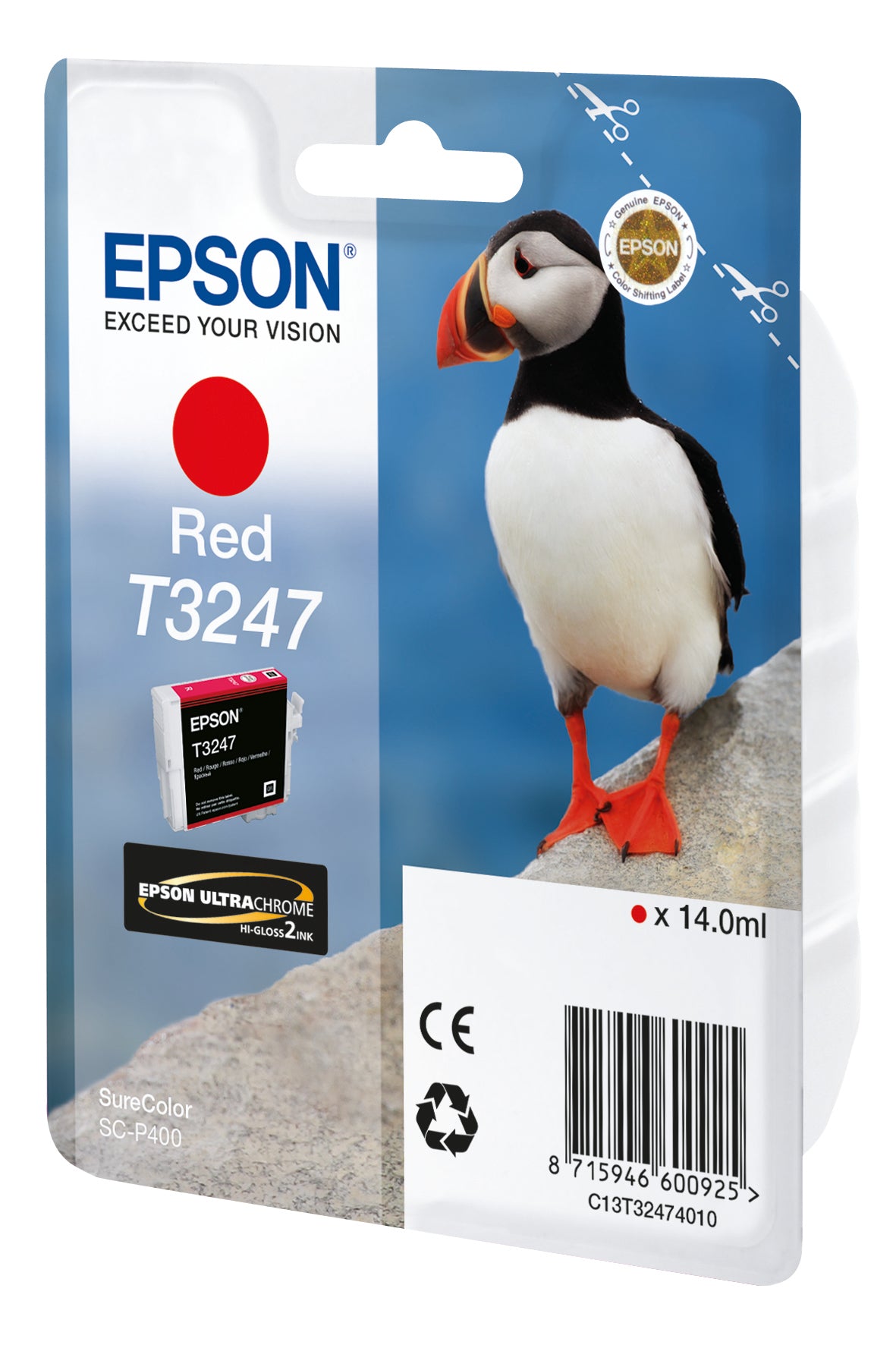 Epson T3247 - 14 ml - red - original - ink cartridge - for SureColor P400, SC-P400