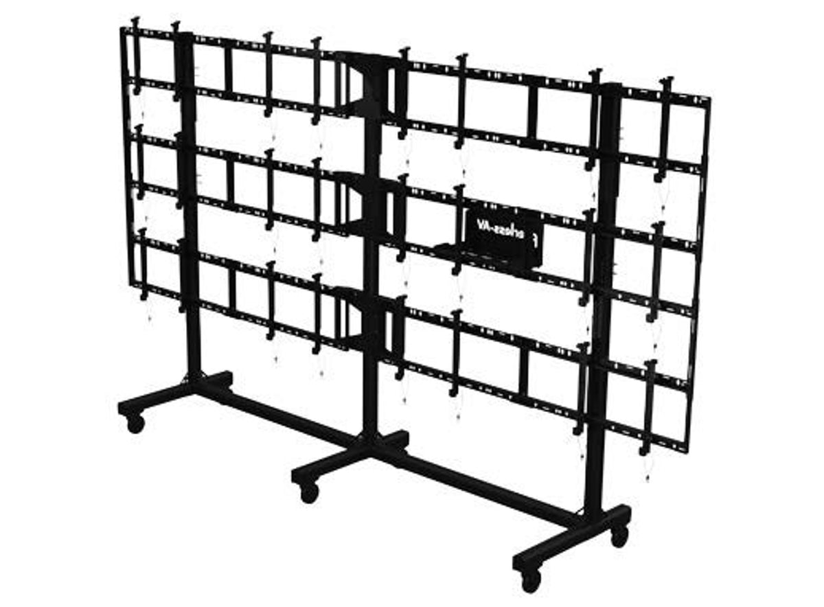 Peerless-AV SmartMount Portable Video Wall Cart DS-C555-4X3 - Carrinho - para 12 visores LCD - alumínio - revestimento preto sem brilho - tamanho de tela: 46"-55"