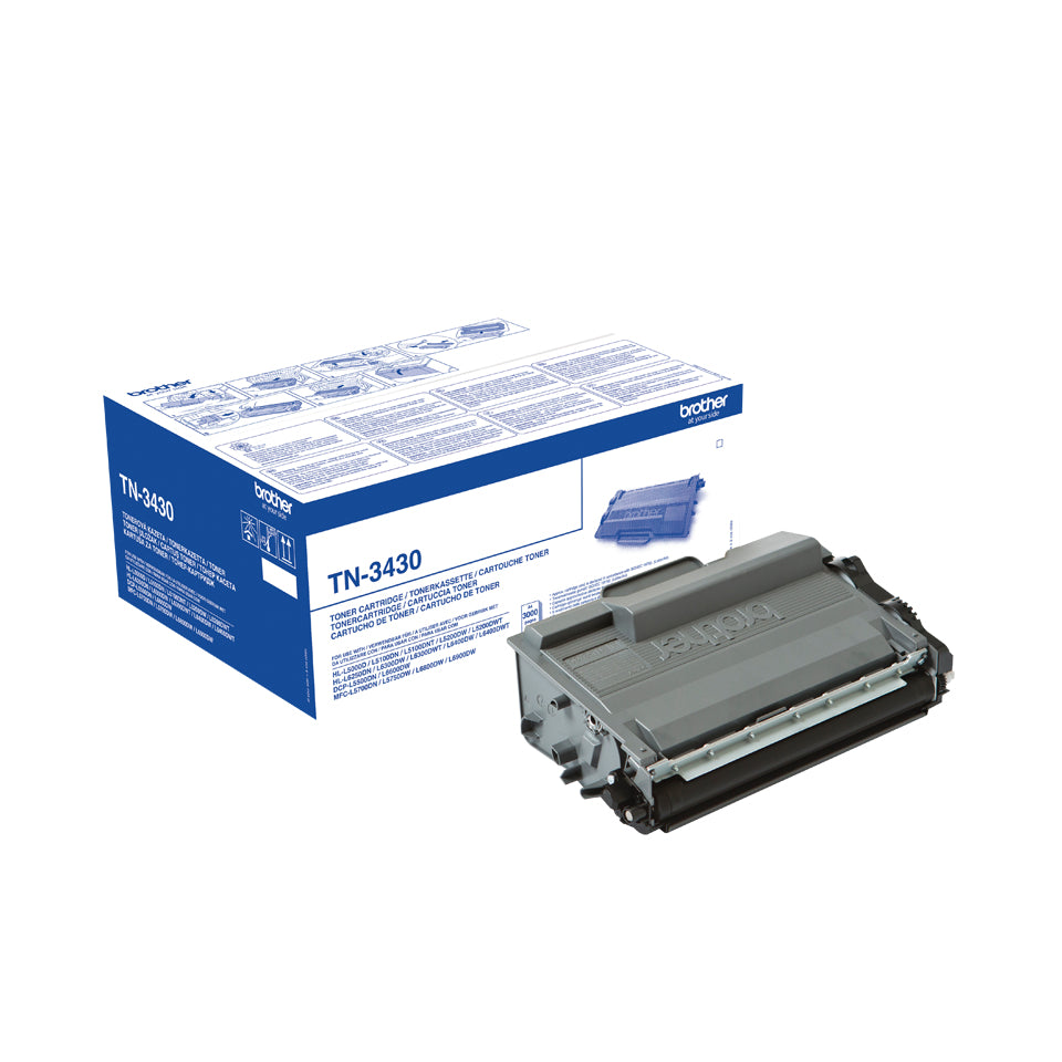 Brother TN3430 - Black - original - toner cartridge - for Brother HL-L5000, L5050, L5100, L5200, L6450, MFC-L5700, L5750, L6800, L6900, L6950, L6970