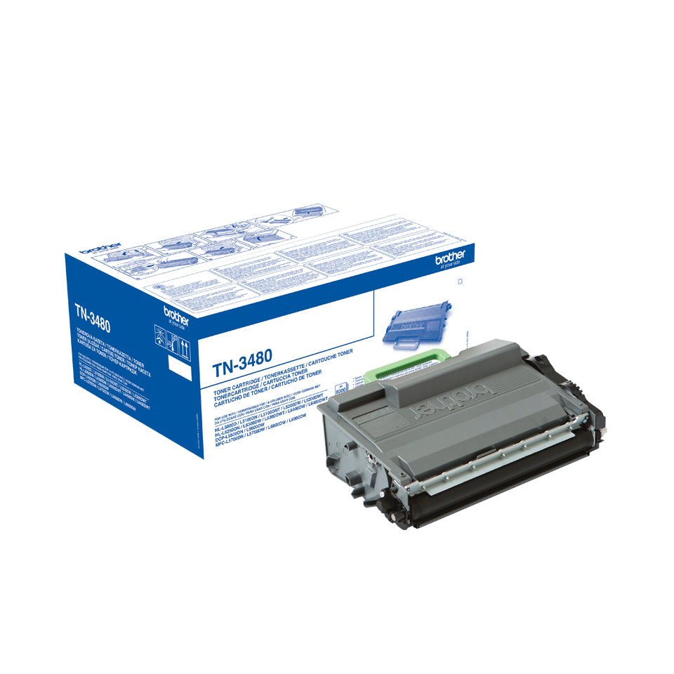 Brother TN3480 - High Yield - black - original - toner cartridge - for Brother HL-L5000, L5050, L5100, L5200, L6450, MFC-L5700, L5750, L6800, L6900, L6950, L6970