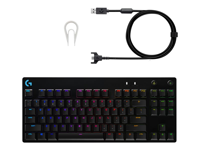 Logitech G PRO - Keyboard - backlight - USB - QWERTY - Spanish - switch: GX Blue Clicky - black