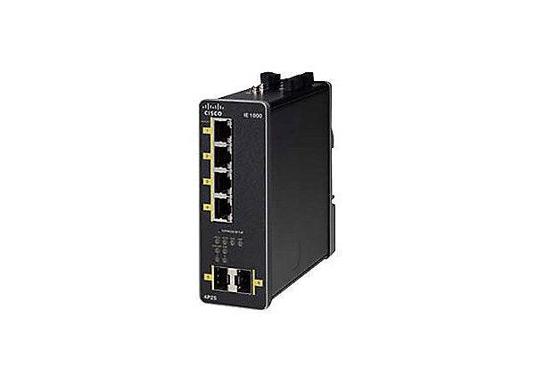 Cisco Industrial Ethernet 1000 Series - Switch - Managed - 4 x 10/100/1000 (PoE+) + 2 x 1000Base-X SFP (uplink) - DIN rail mountable - PoE+ - DC power