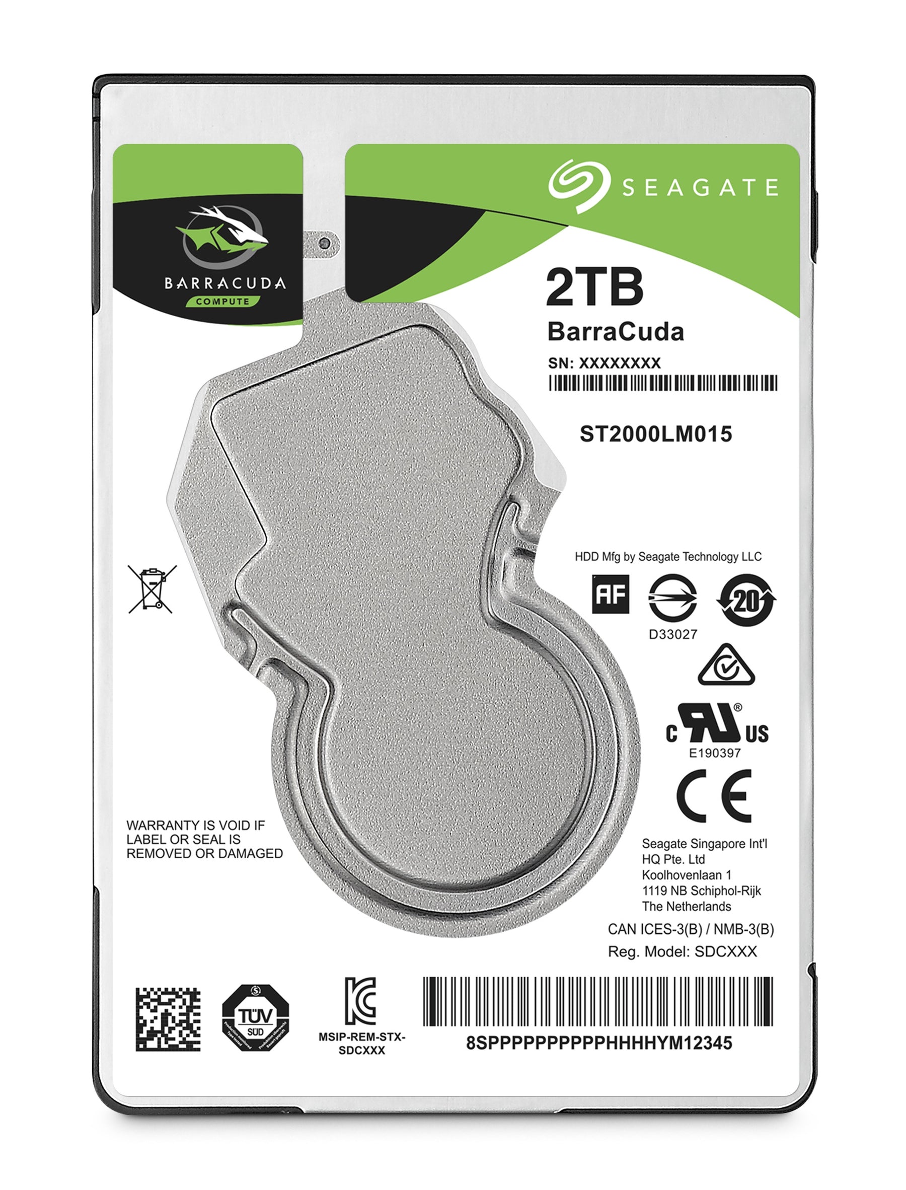 Seagate Guardian BarraCuda ST2000LM015 - Disco duro - 2 TB - interno - 2,5" - SATA 6Gb/s - 5400 rpm - búfer: 128 MB