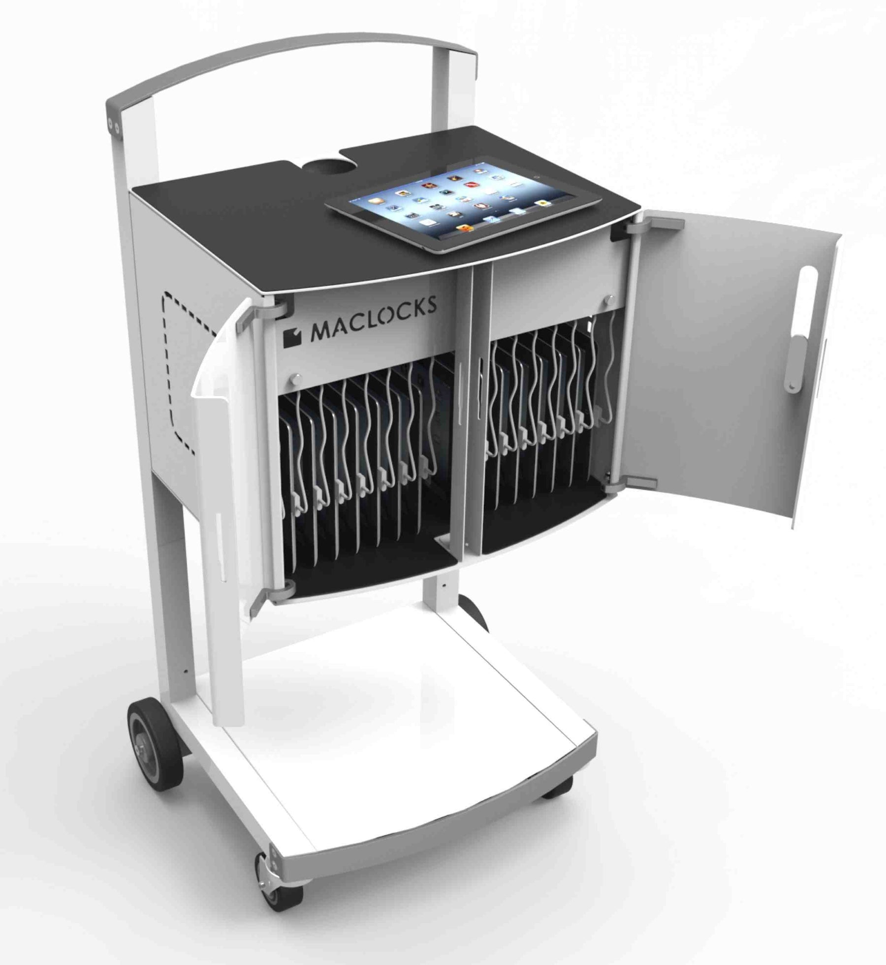Compulocks CartiPad Uno Tablet / Laptop Carga con ruedas Carro 16 dispositivos Enchufe de alimentación del Reino Unido - Carro (solo carga) - Para 16 tabletas - Acero soldado - Tamaño de pantalla: 13"