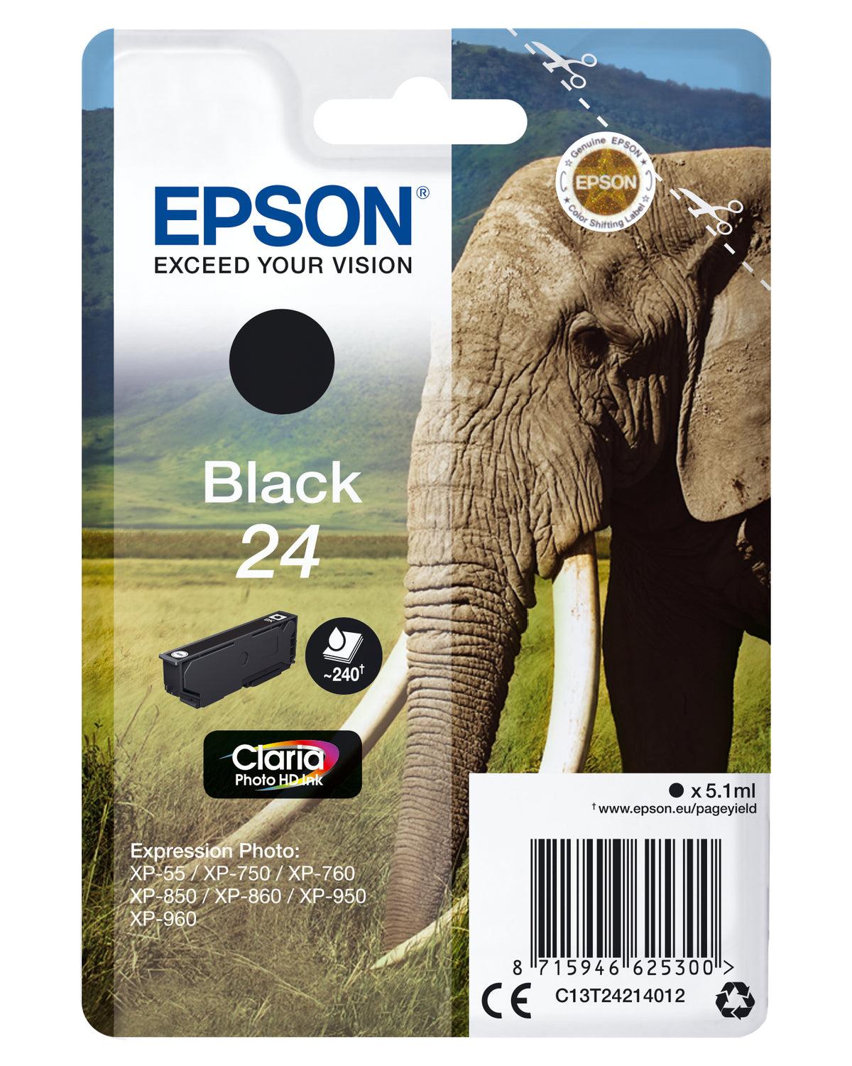 EPSON TINTEIRO PRETO 24 CLARIA PHOTO HD XP-850/750/950/55/860/760/960