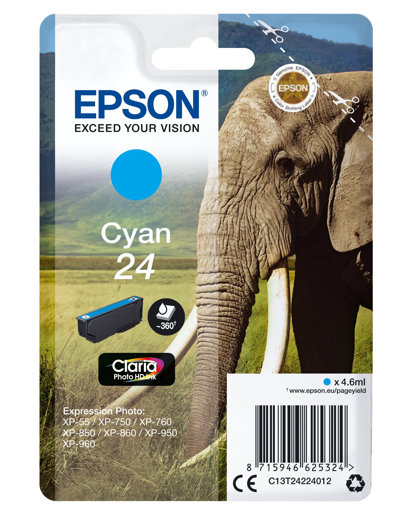 EPSON TINTEIRO AZUL 24 CLARIA PHOTO HD XP-850/750/950/55/860/760/960
