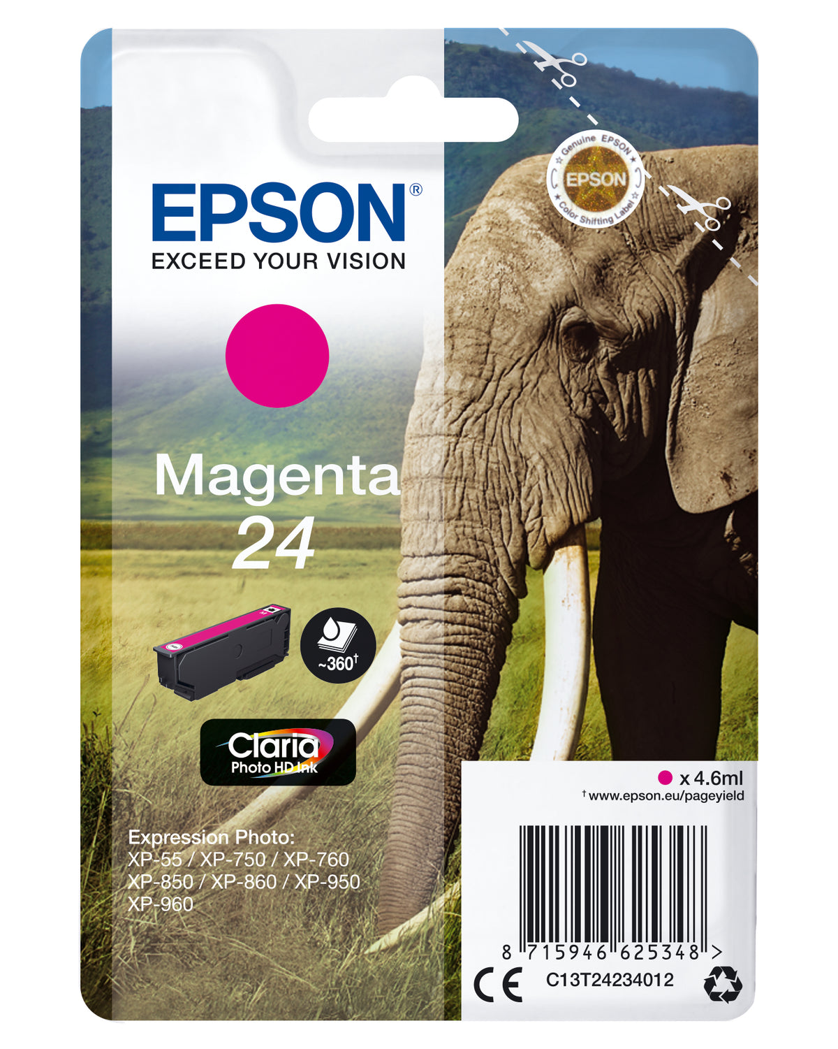 EPSON TINTEIRO MAGENTA 24 CLARIA PHOTO HD XP-850/750/950/55/860/760/960