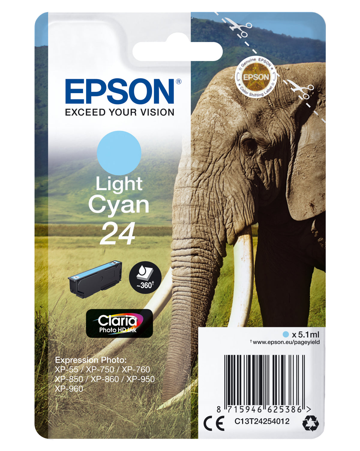 EPSON TINTEIRO AZUL CLARO 24 CLARIA PHOTO HD XP-850/750/950/55/860/760/960