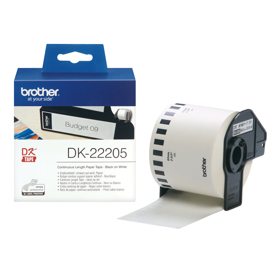 Brother DK-22205 - Black on white - Roll (6.2 cm x 30.5 m) thermal paper - for Brother QL-1050, 1060, 500, 550, 560, 570, 580, 600, 650, 700, 710, 720, 820