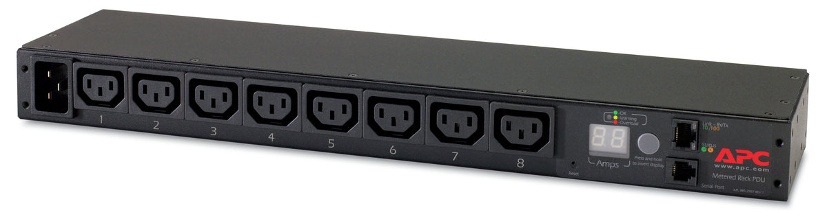 APC Metered Rack PDU AP7821B - Unidade de distribuição de potência (montável em bastidor) - AC 100-240 V - Ethernet 10/100 - entrada: IEC 60320 C20 - conectores de saída: 8 (IEC 60320 C13) - 1U - 2.5 m cabo - para P/N: SMTL1000RMI2UC, SMX1000C, SMX15