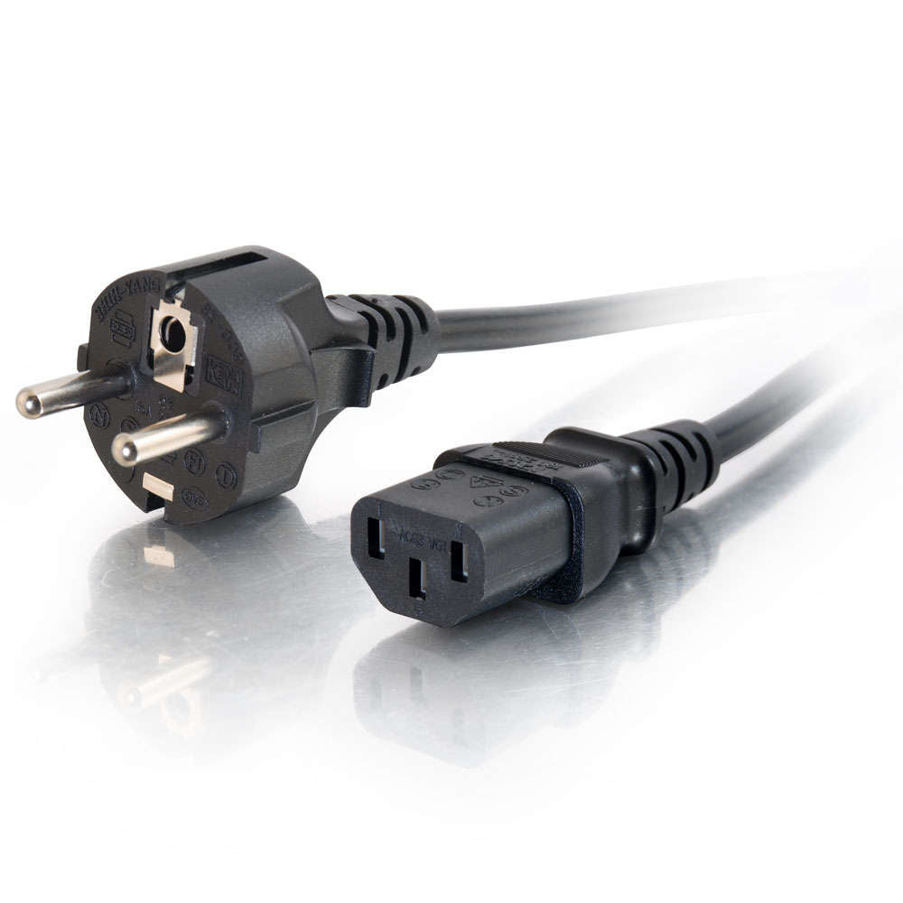Cable de alimentación universal C2G - Cable de alimentación - EEC 7/7 (M) según IEC 60320 C13 - 2 m - moldeado - negro - Europa