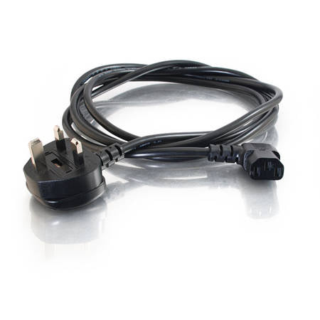 Cable de alimentación universal C2G - Cable de alimentación - BS 1363 (M) según IEC 60320 C13 - 2 m - Conector de 90°, moldeado - negro