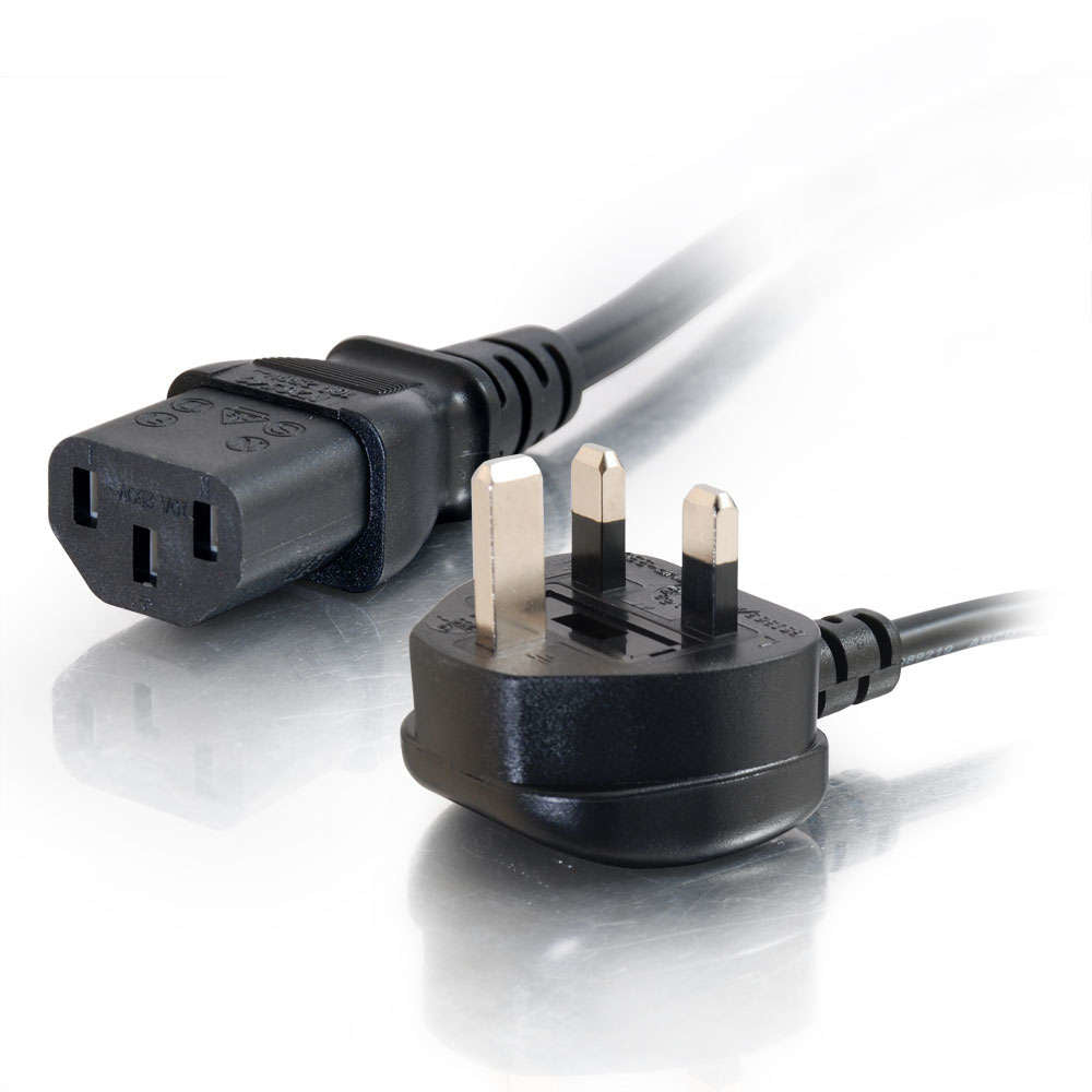 Cable de alimentación universal C2G - Cable de alimentación - BS 1363 (M) a IEC 60320 C13 - 1 m - moldeado - negro