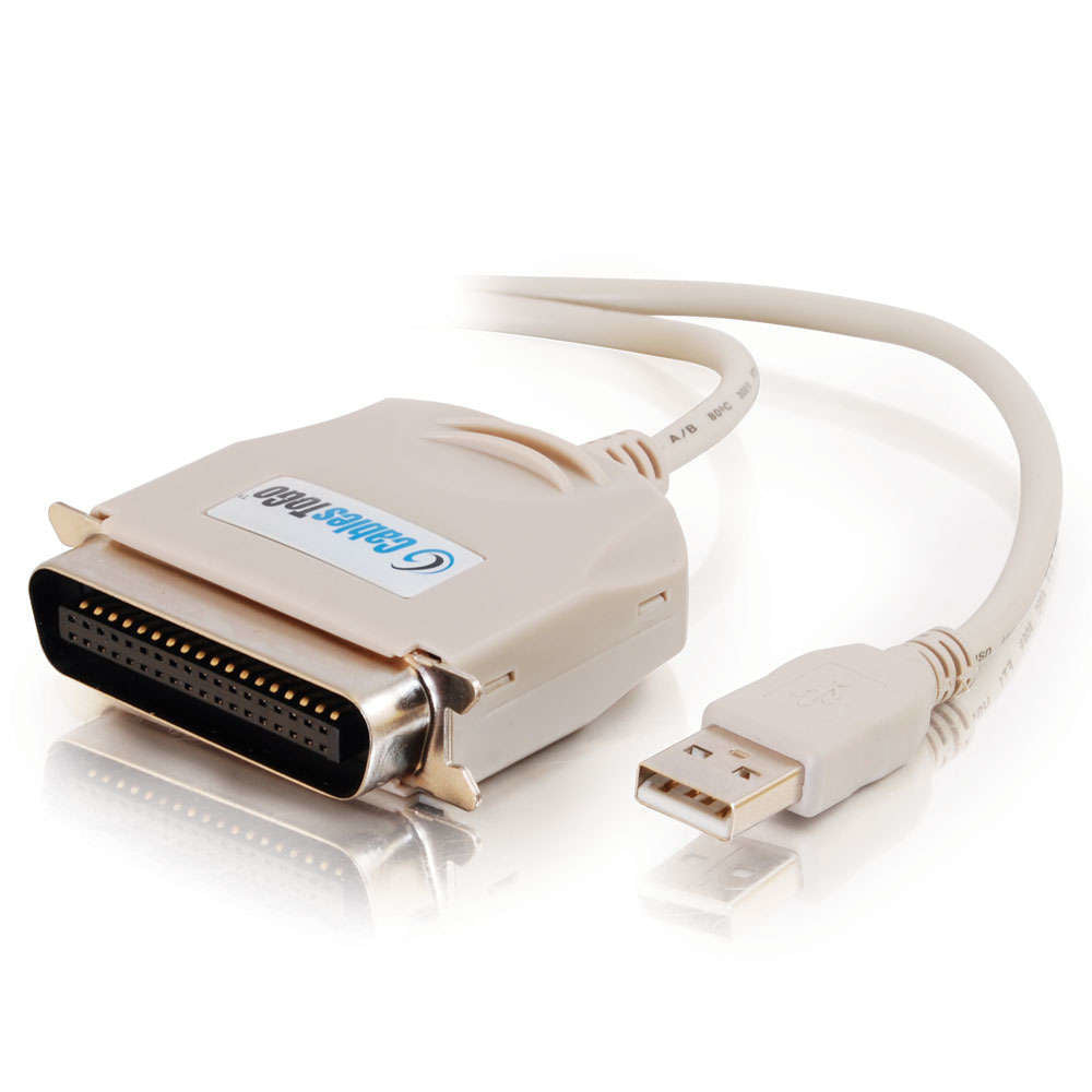 Cable de impresora C2G USB a IEEE-1284 - Adaptador paralelo - USB - IEEE 1284 - Beige