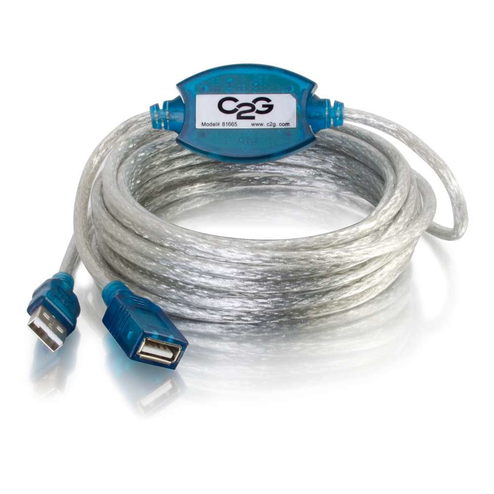 C2G USB Active Extension Cable - Cabo de extensão USB - USB (M) para USB (F) - USB 2.0 - 5 m - activo - bege