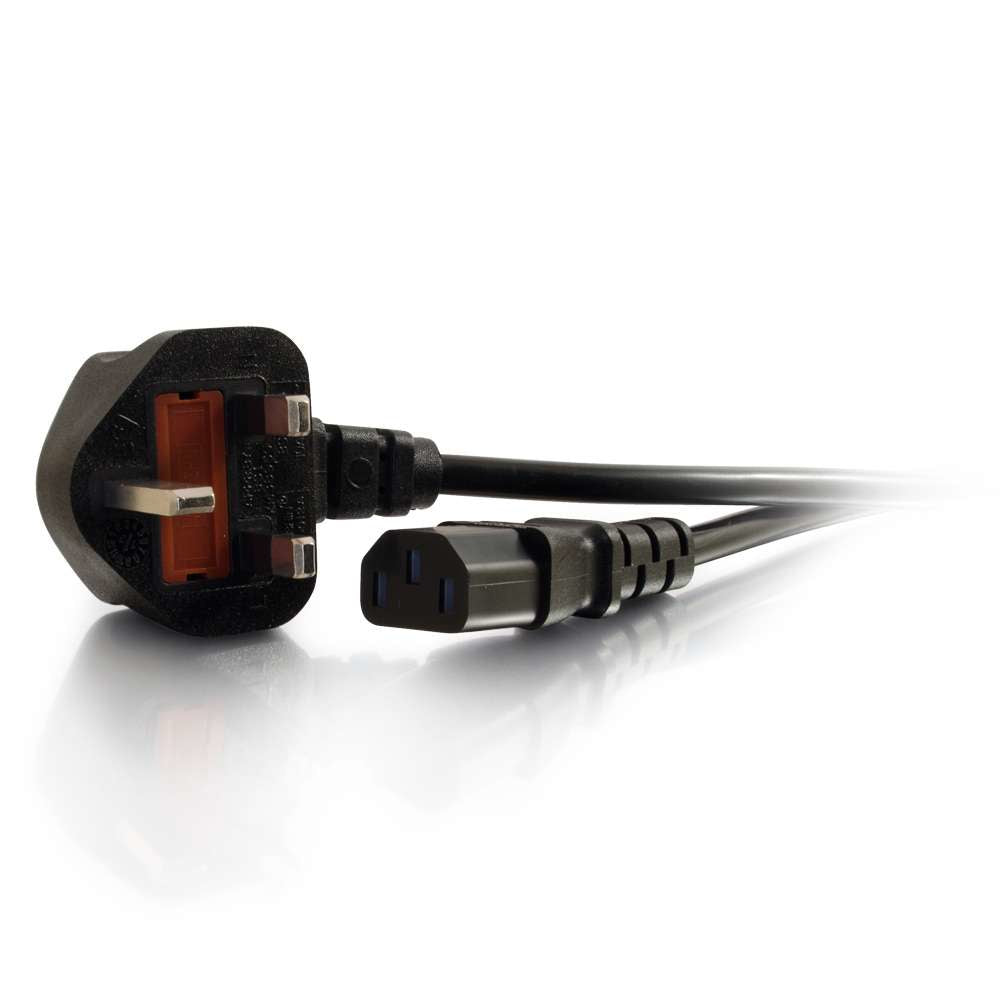 Cable de alimentación universal C2G - Cable de alimentación - BS 1363 (M) a IEC 60320 C13 - 10 m - moldeado - negro