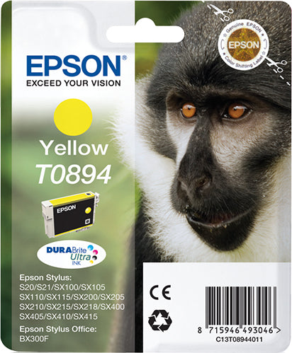 Epson T0894 - 3,5 ml - amarillo - original - blister - cartucho de tinta - para Stylus S21, SX110, SX115, SX210, SX215, SX400, SX405, SX410, SX415, Stylus Office BX300