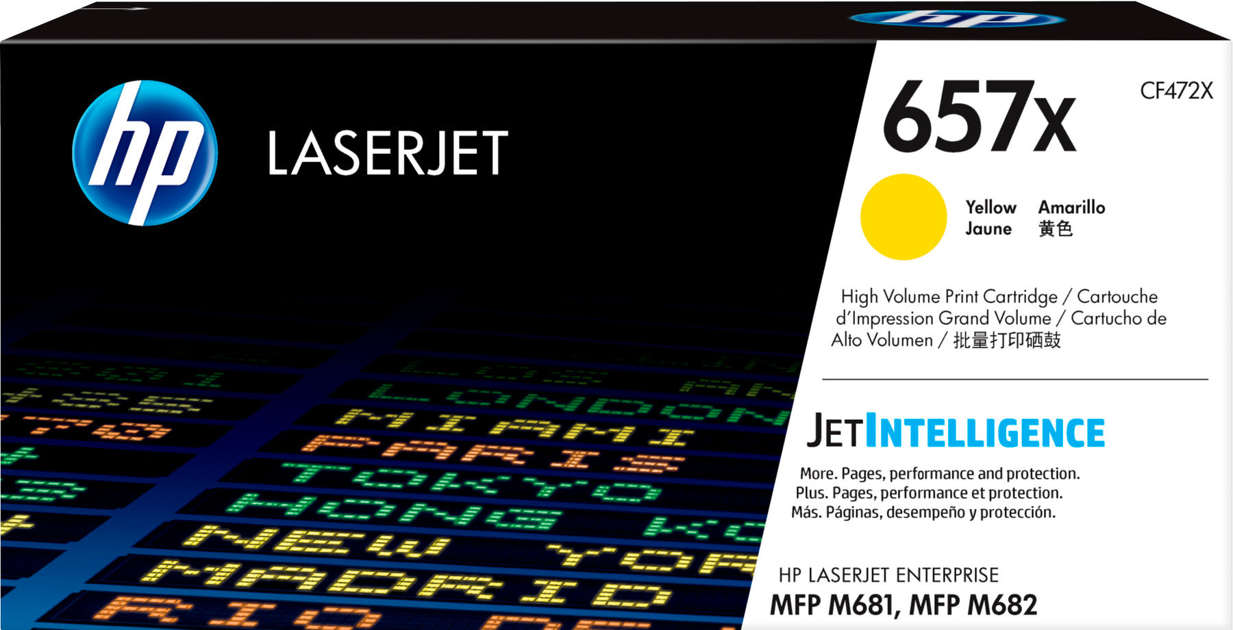 HP 657X - High Yield - Yellow - Genuine - LaserJet - Toner Cartridge (CF472X) - for Color LaserJet Enterprise MFP M681, LaserJet Enterprise Flow MFP M681, MFP M682