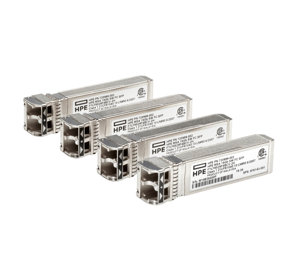 HPE - SFP+ Transceiver Module - Fiber Channel 8Gb (SW) - Fiber Channel (pack of 4) - for Modular Smart Array 2040 SAN Controller, 2040 SAS Controller