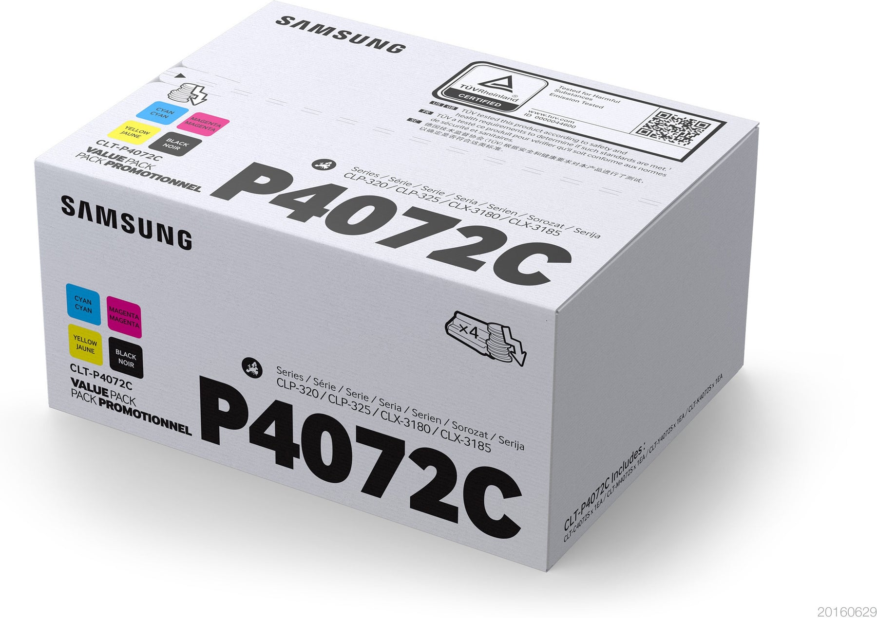 Samsung CLT-P4072C - Pack de 4 - preto, amarelo, azul cyan, magenta - original - cartucho de toner (SU382A) - para Samsung CLP-325, CLX-3180, CLX-3185, CLX-3186