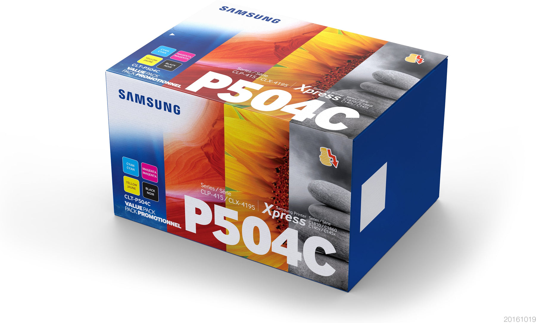 Samsung CLT-P504C - Pack of 4 - Black, Yellow, Cyan, Magenta - Genuine - Toner Cartridge (SU400A) - for Samsung CLP-415, CLX-4195, MultiXpress SL-C1453, C1454, Xpress SL-C1404, C1810 , C1860