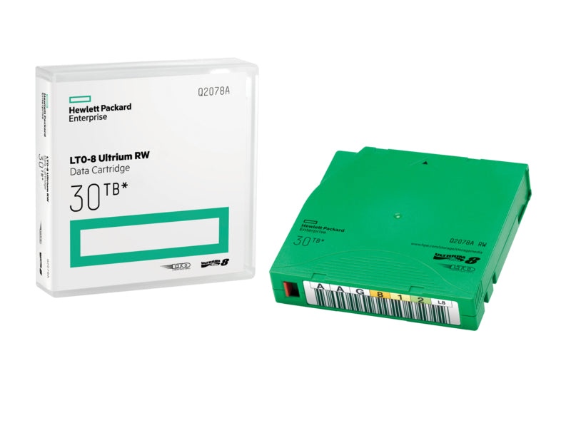 HPE Ultrium RW Data Cartridges Library Pack - 20 x LTO Ultrium 8 - 12 TB / 30 TB - etiquetas de escrita - verde - para StoreEver LTO-8 Ultrium 30750, LTO-8 Ultrium 30750 TAA