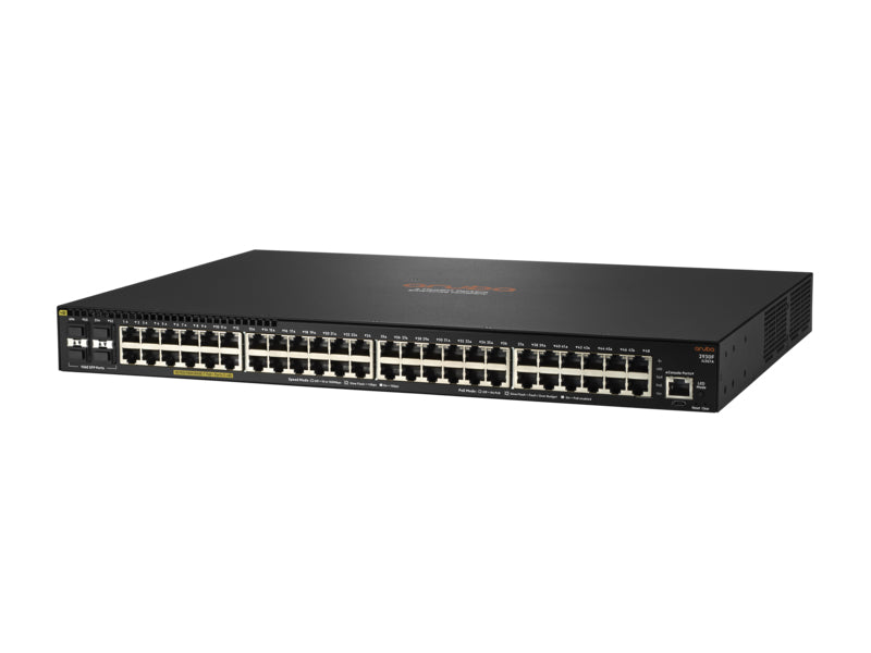 HPE Aruba 2930F 48G PoE+ 4SFP - Interruptor - L3 - Administrado - 48 x 10/100/1000 (PoE+) + 4 x Gigabit SFP (ligação ascendente) - montável em trilho - PoE+ (740 W)