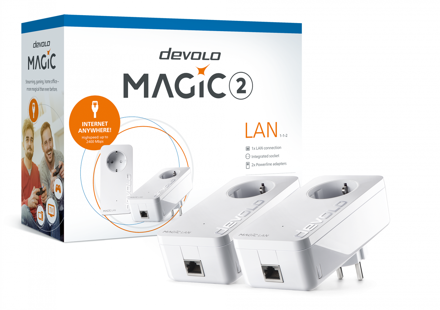 devolo Magic 2 LAN,Starter Kit,Powerline Speed up to 2400Mbps w/ 1 LAN Port- PT8267