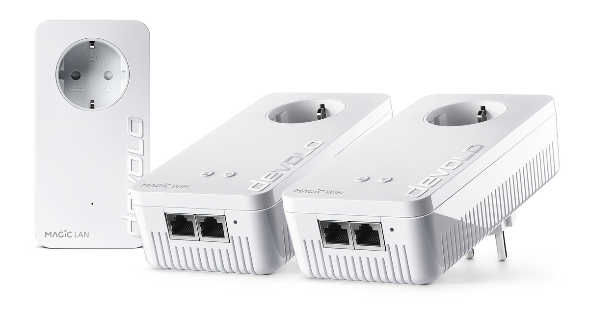 devolo Magic 1 WiFi, kit multisala, velocidad de PLC de hasta 1200 Mbps, Wi-Fi en malla con 2 puertos LAN - PT8374