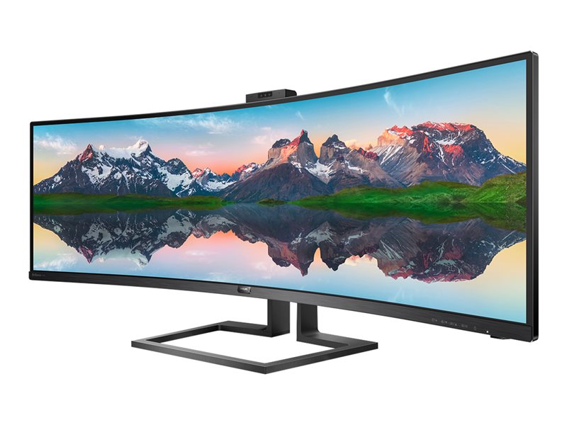 Philips Brilliance P-line 499P9H - Monitor LED - curvo - 49" (48.8" visível) - 5120 x 1440 Dual Quad HD @ 60 Hz - VA - 450 cd/m² - 3000:1 - DisplayHDR 400 - 5 ms - 2xHDMI, DisplayPort, USB-C - altifalantes - preto texturizado - para exone go Business