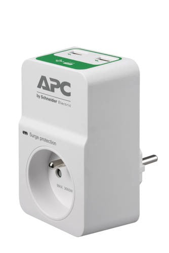 APC Essential Surgearrest PM1WU2 - Protector contra sobretensiones - 230 V CA - Conectores de salida: 1 - Francia - Blanco