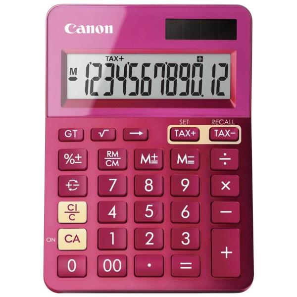 Canon LS-123K - Desktop Calculator - 12 Digits - Solar Panel, Battery - Metallic Pink