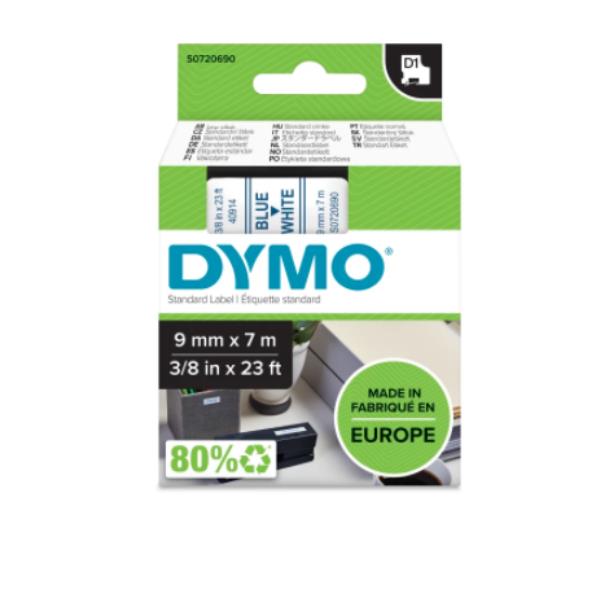 D1 - DYMO STRAPS 9MMX7M BLUE/WLANC