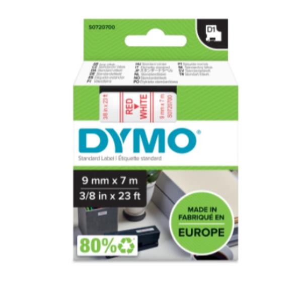 D1 - DYMO STRAPS 9MMX7M RED/WHITE
