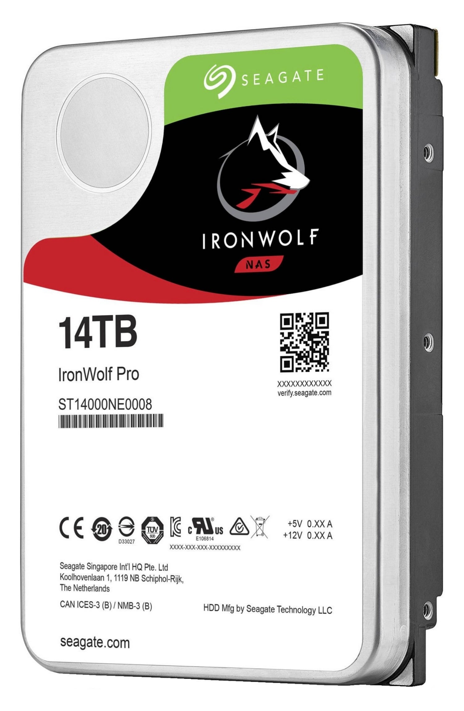 Seagate IronWolf Pro ST14000NE0008 - Disco duro - 14 TB - interno - 3,5" - SATA 6Gb/s - 7200 rpm - búfer: 256 MB - con 2 años Seagate Rescue Data Recovery