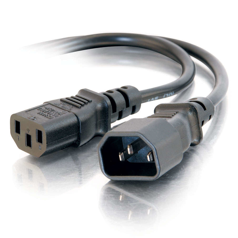 C2G - Cable de extensión de alimentación - IEC 60320 C13 a IEC 60320 C14 - CA 250 V - 1,2 m - negro