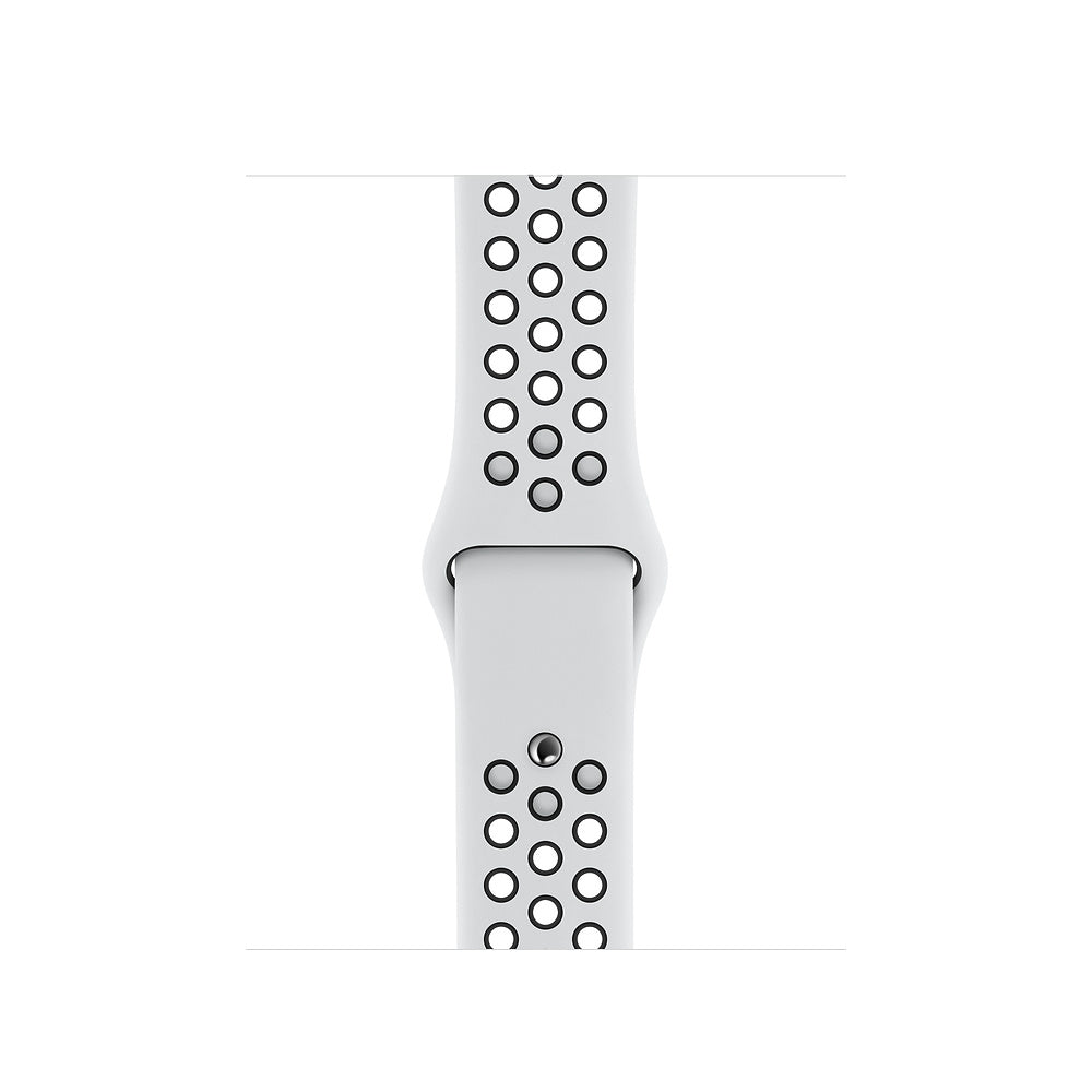 Apple 40mm Nike Sport Band - Correa para reloj inteligente - Tallas S/M y M/L - Platino puro/Negro - Demo - para reloj (38mm, 40mm, 41mm)