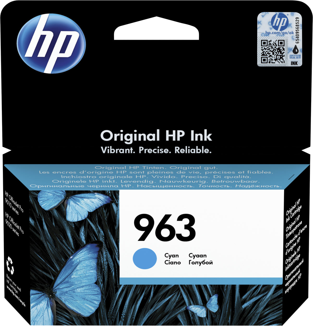 HP 963 - 10.74 ml - cyan blue - original - Officejet - ink cartridge - for Officejet 9012, Officejet Pro 90XX