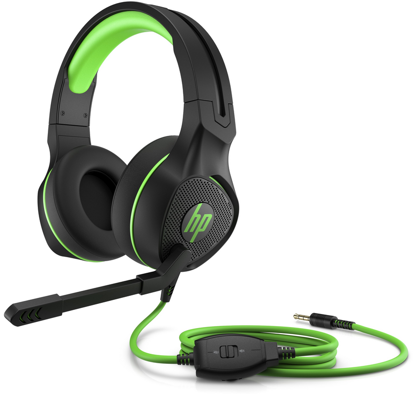 HP Pavilion Gaming 400 - Auscultadores - tamanho completo - com cabo - macaco de 3,5 mm - verde ácido - para OMEN by HP Laptop 16, Victus 15L by HP, Victus by HP Laptop 16, Laptop 15, 17