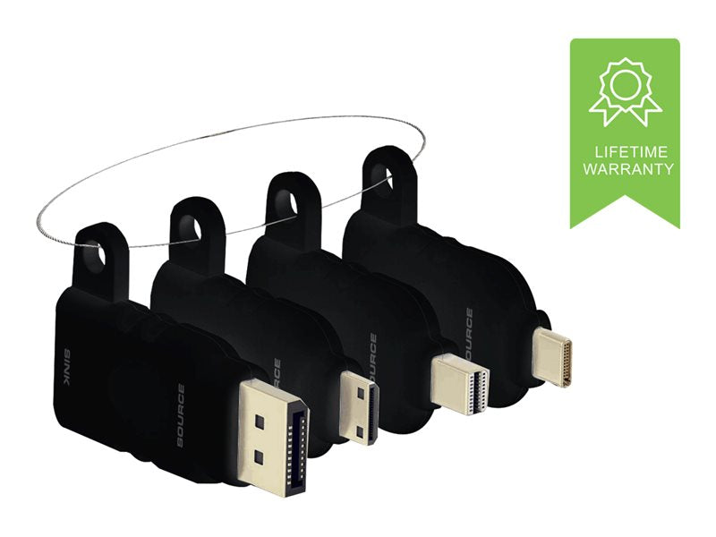 VISION Professional installation-grade multi adaptor keyring - four adaptors: Mini DisplayPort to HDMI / DisplayPort to HDMI / mini HDMI to HDMI / USB-C to HDMI - 4k - mDP (M) / DP (M) / USB-C (M) / mHDMI (M) to HDMI (F)