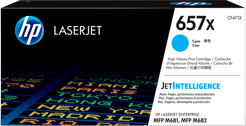HP 657X - Alto Rendimento - azul cyan - original - LaserJet - cartucho de toner (CF471X) - para Color LaserJet Enterprise MFP M681, LaserJet Enterprise Flow MFP M681, MFP M682