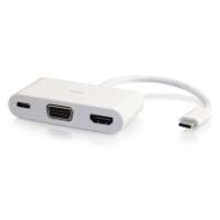 C2G USB-C to HDMI and VGA Adapter Converter with Power Delivery - Estação de engate - USB-C / Thunderbolt 3 - VGA, HDMI