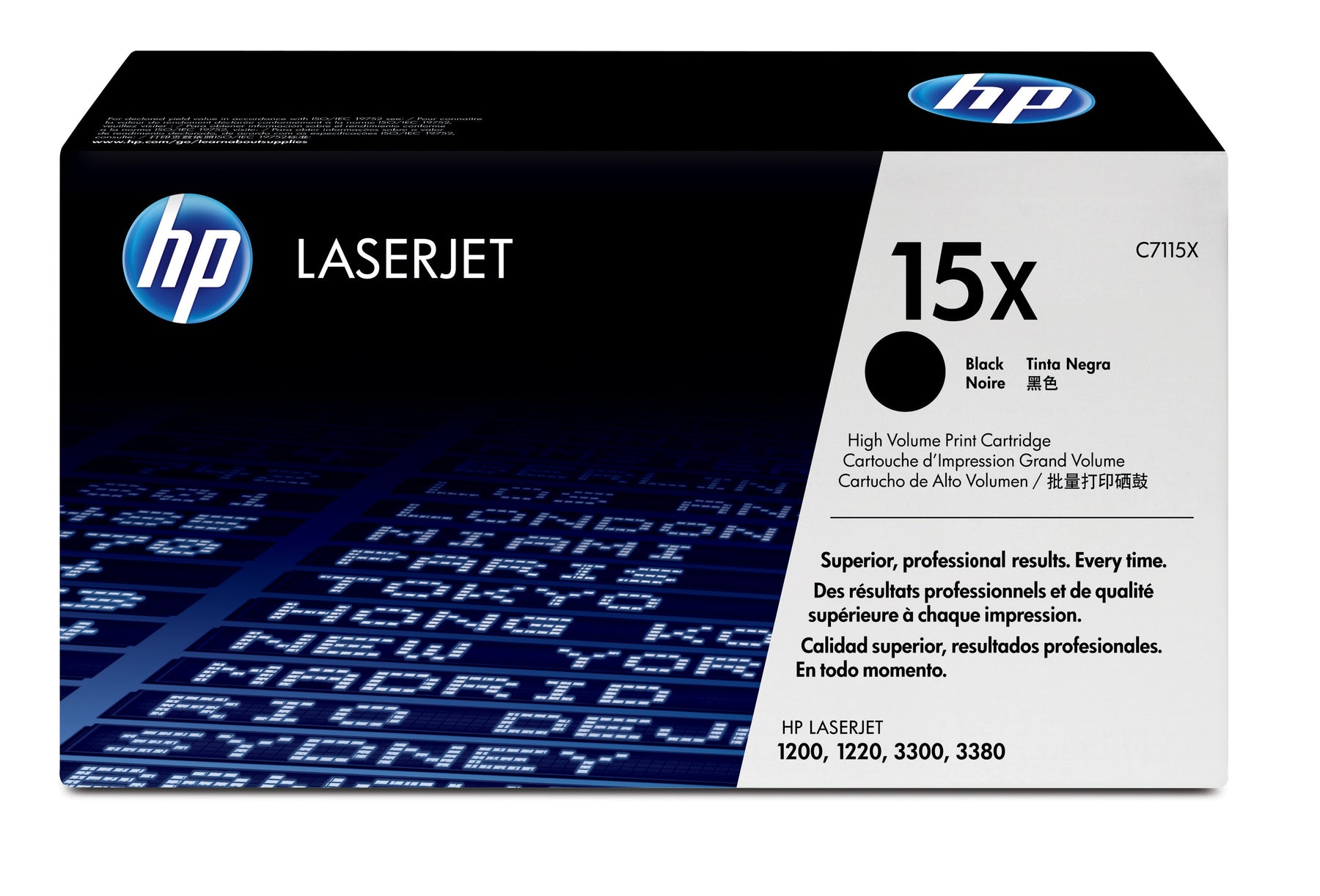 HP 15X - Alto Rendimento - preto - original - LaserJet - cartucho de toner (C7115X) - para LaserJet 1000, 1005, 1200, 1220, 3300, 3310, 3320, 3330, 3380