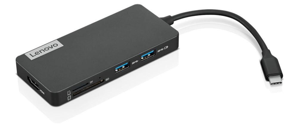 Lenovo USB-C 7-in-1 Hub - Estação de engate - USB-C - HDMI - para Slim 7 Carbon 13, 7 ProX 14, ThinkPad E14 Gen 4, L13 Yoga Gen 3, Yoga Slim 7 Pro 14