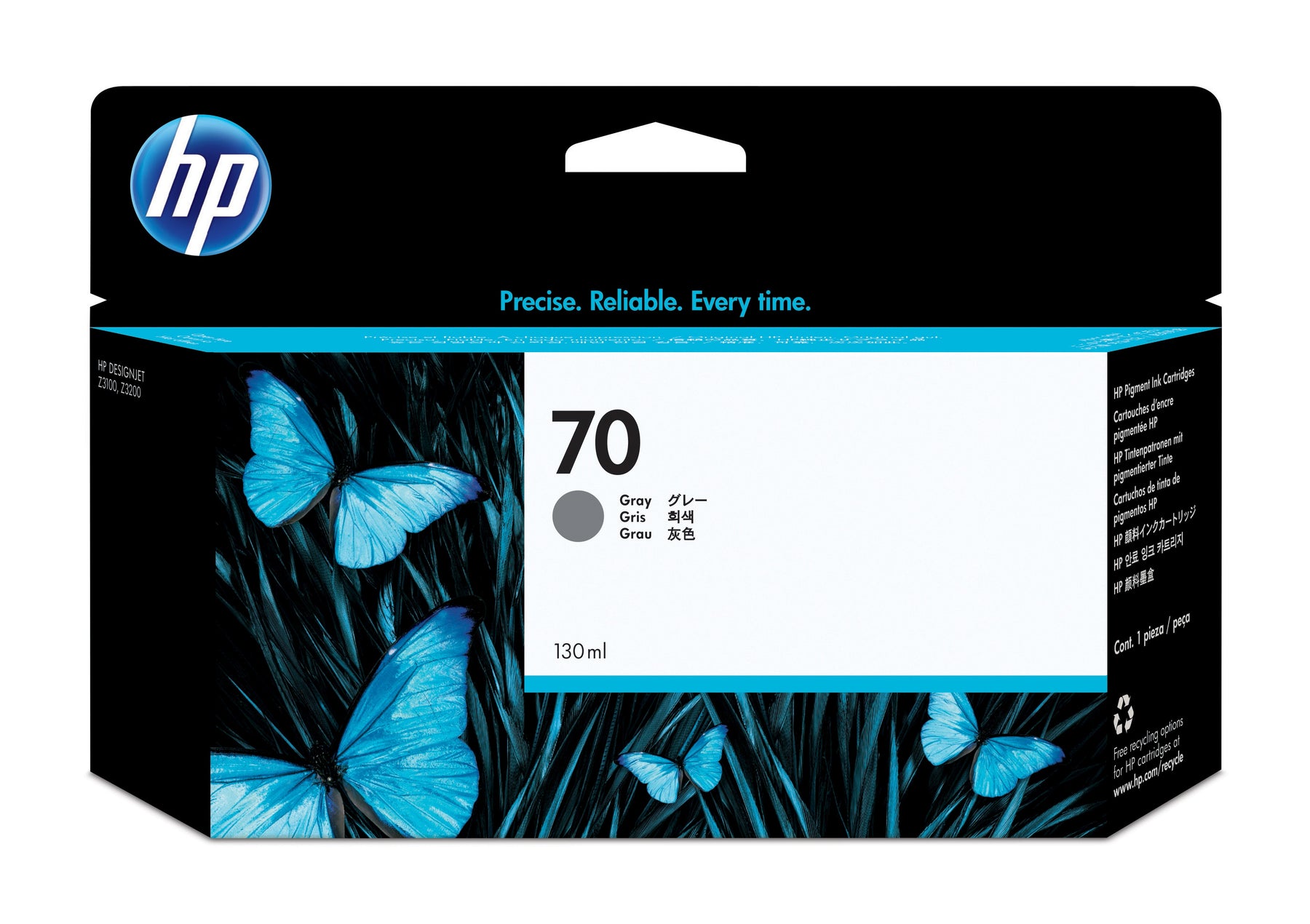 HP 70 - 130 ml - cinza - original - DesignJet - tinteiro - para DesignJet Z3100, Z3100 GP, Z3100ps GP, Z3200, Z3200ps