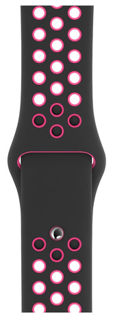 Apple 40mm Nike Sport Band - Correa para reloj inteligente - Tallas S/M y M/L - Negro/Rosa Blast - para reloj (38mm, 40mm, 41mm)