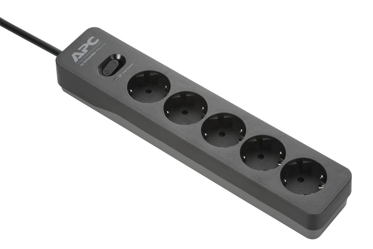 APC Essential Surgearrest PME5B - Protector contra sobretensiones - CA 220/230/240 V - 2300 Watt - Conectores de salida: 5 - Alemania - Negro