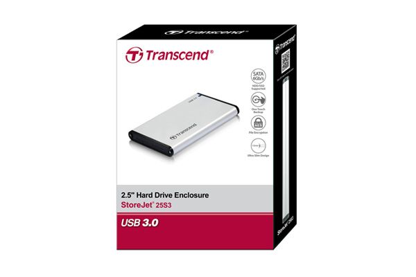 Caixa Transcend 2.5P USB3.0 Cinza - TS0GSJ25S3